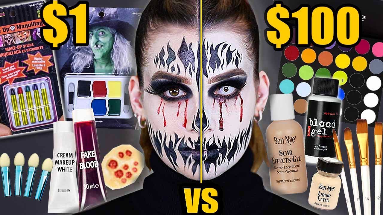$1 VS $100 Halloween Makeup! (CHEAP vs EXPENSIVE)